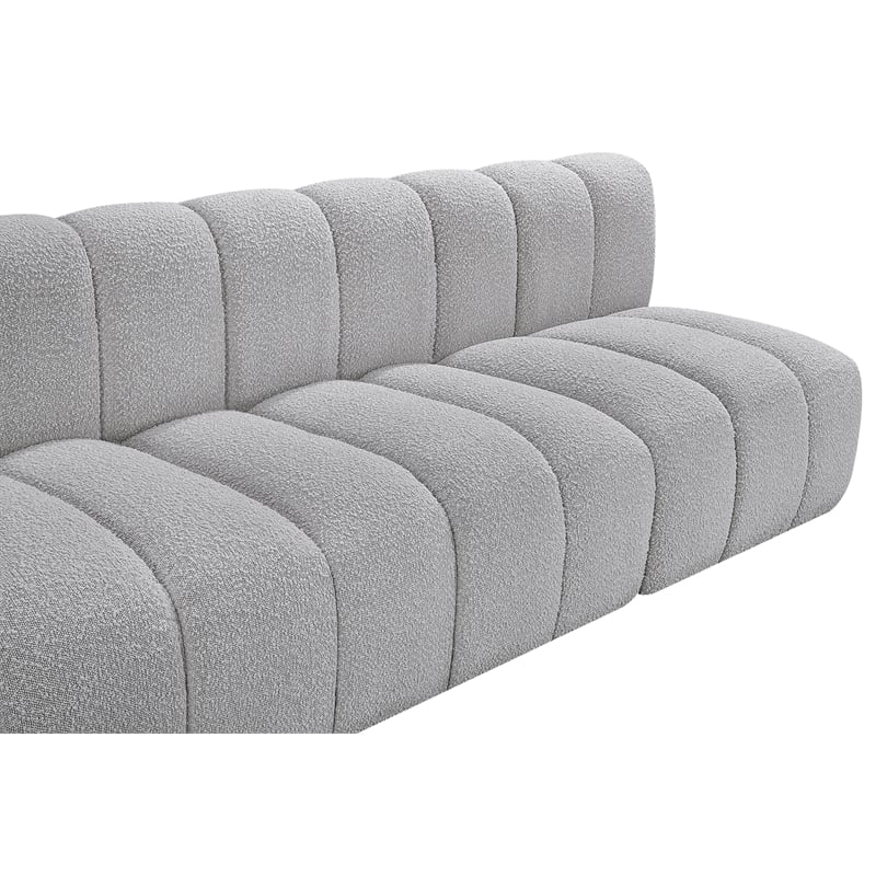 Meridian Furniture Arc Grey Boucle Fabric Modular Sectional