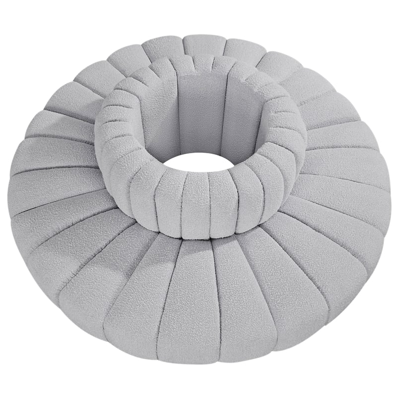 Meridian Furniture Arc Grey Boucle Fabric Modular Sectional