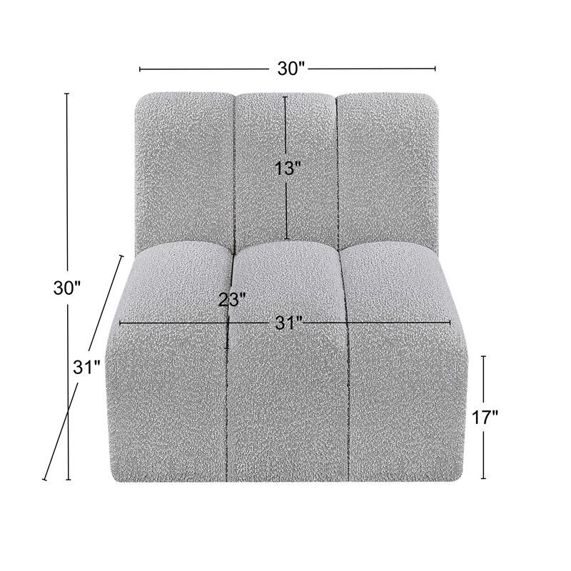 Meridian Furniture Arc Grey Boucle Fabric Straight Chair