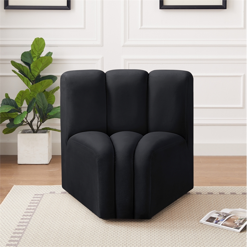 Meridian Furniture Arc Black Velvet Curved Corner