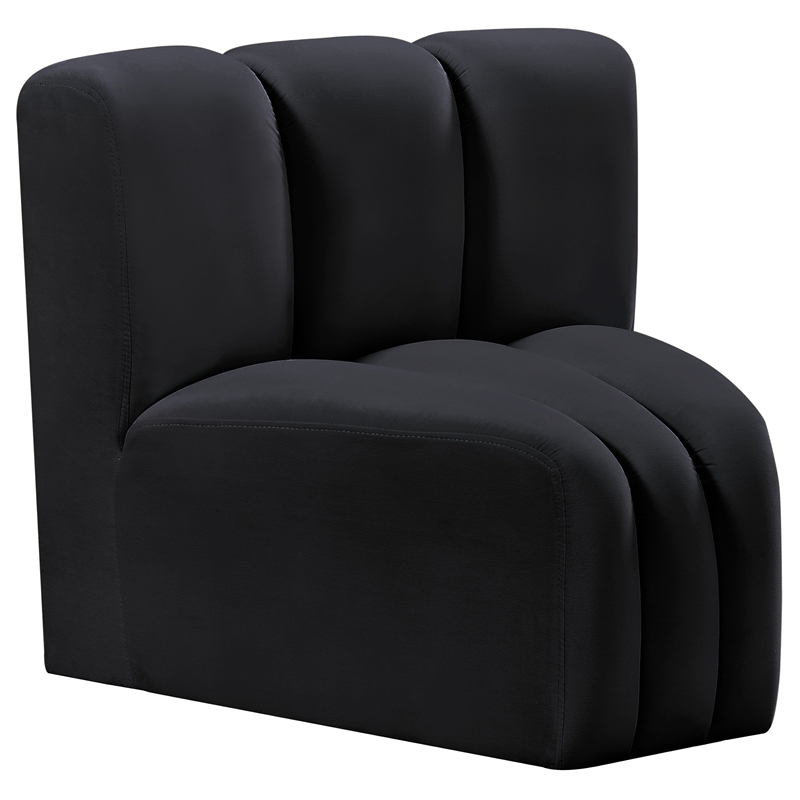 Meridian Furniture Arc Black Velvet Curved Corner