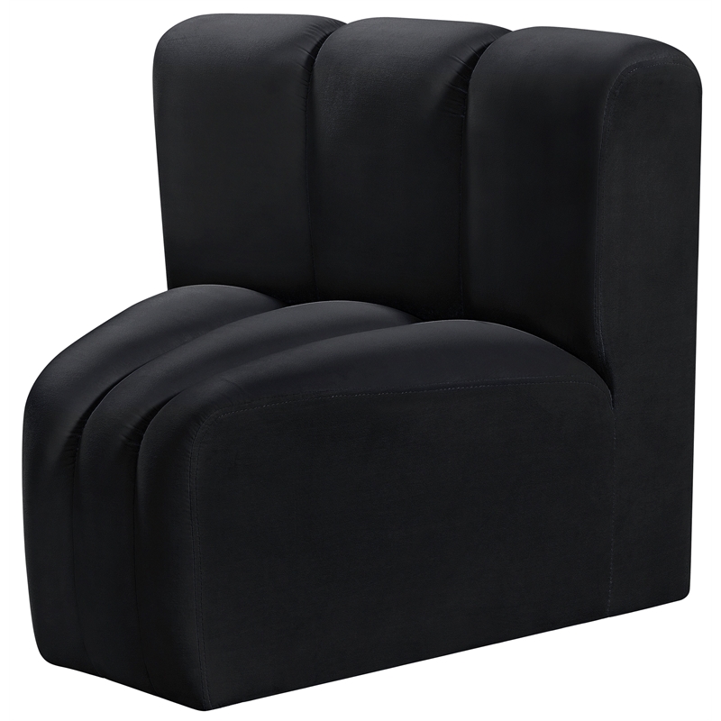 Meridian Furniture Arc Black Velvet Curved Corner