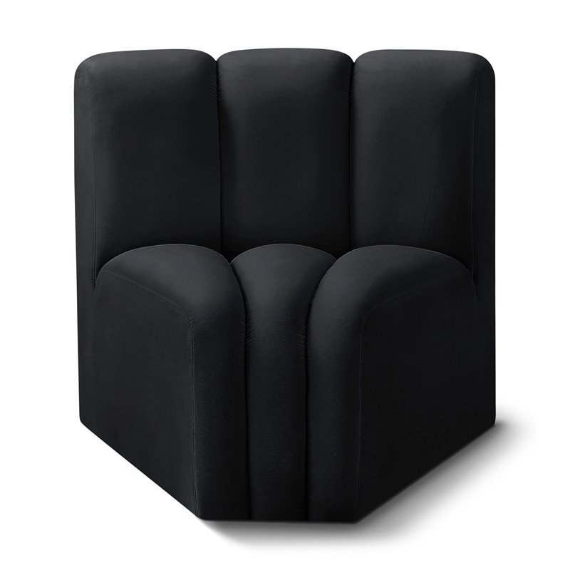 Meridian Furniture Arc Black Velvet Curved Corner