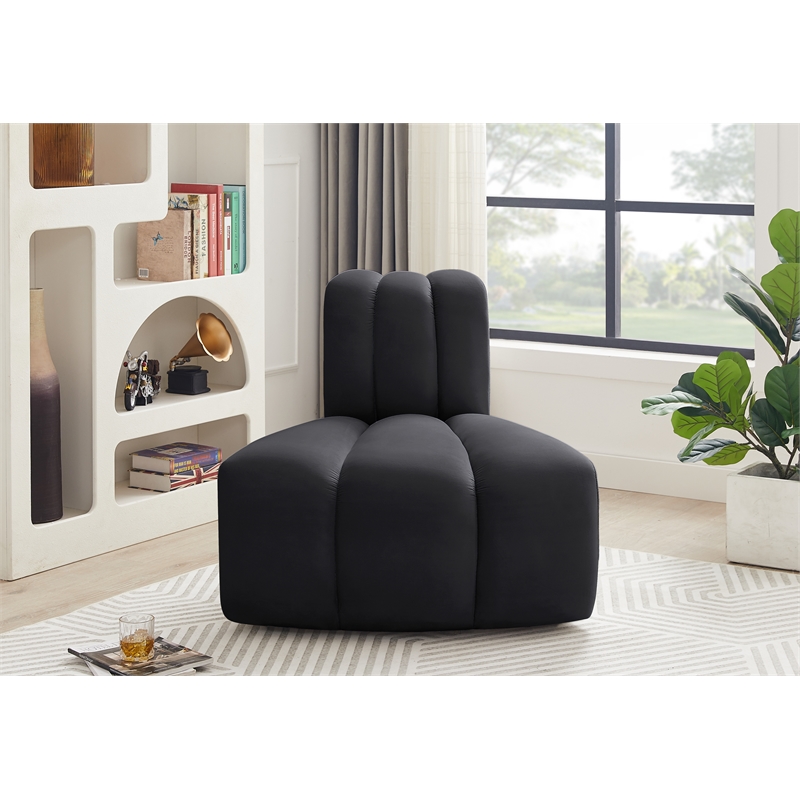 Meridian Furniture Arc Black Velvet Reverse Corner