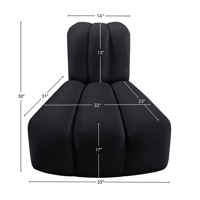 Meridian Furniture Arc Black Velvet Reverse Corner