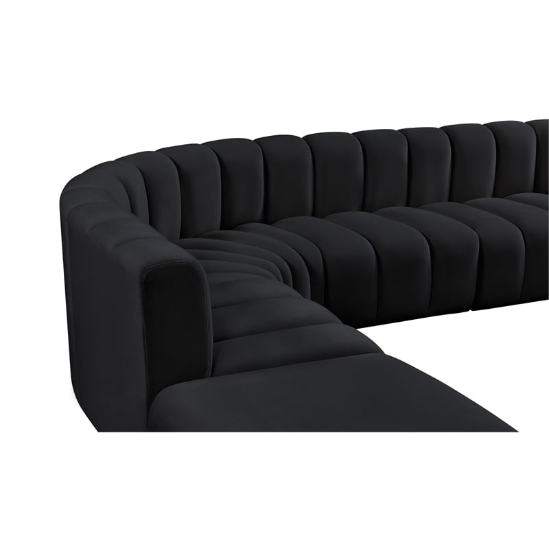 Meridian Furniture Arc Black Velvet Modular Sectional