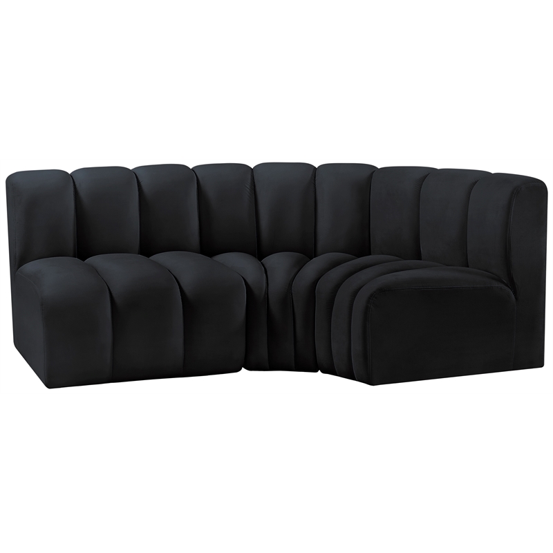 Meridian Furniture Arc Black Velvet Modular Sectional