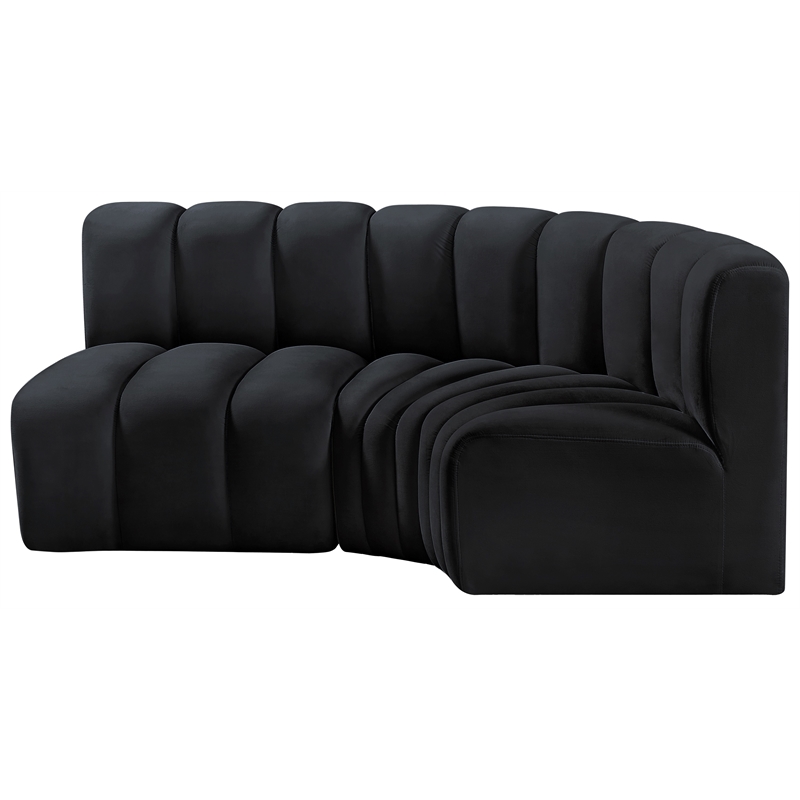 Meridian Furniture Arc Black Velvet Modular Sectional