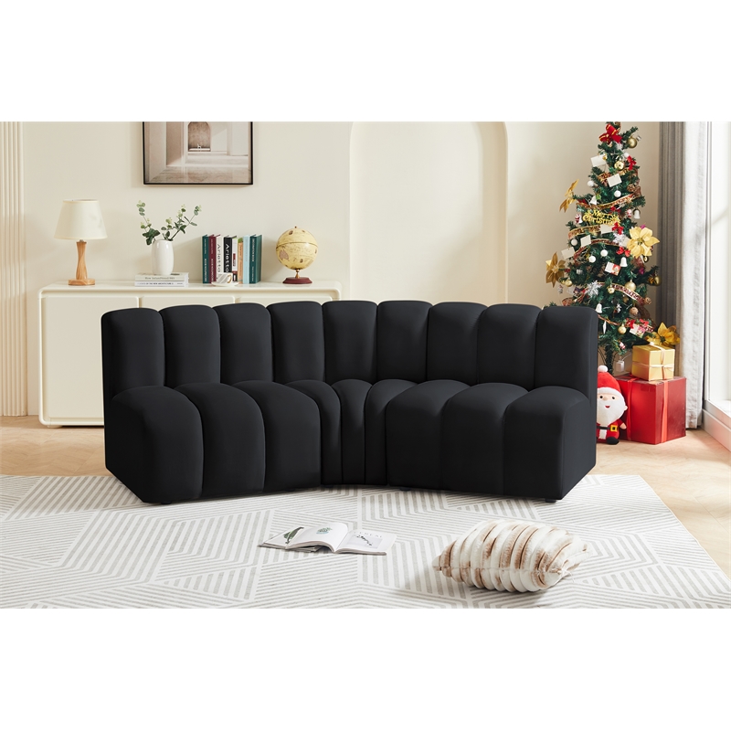 Meridian Furniture Arc Black Velvet Modular Sectional