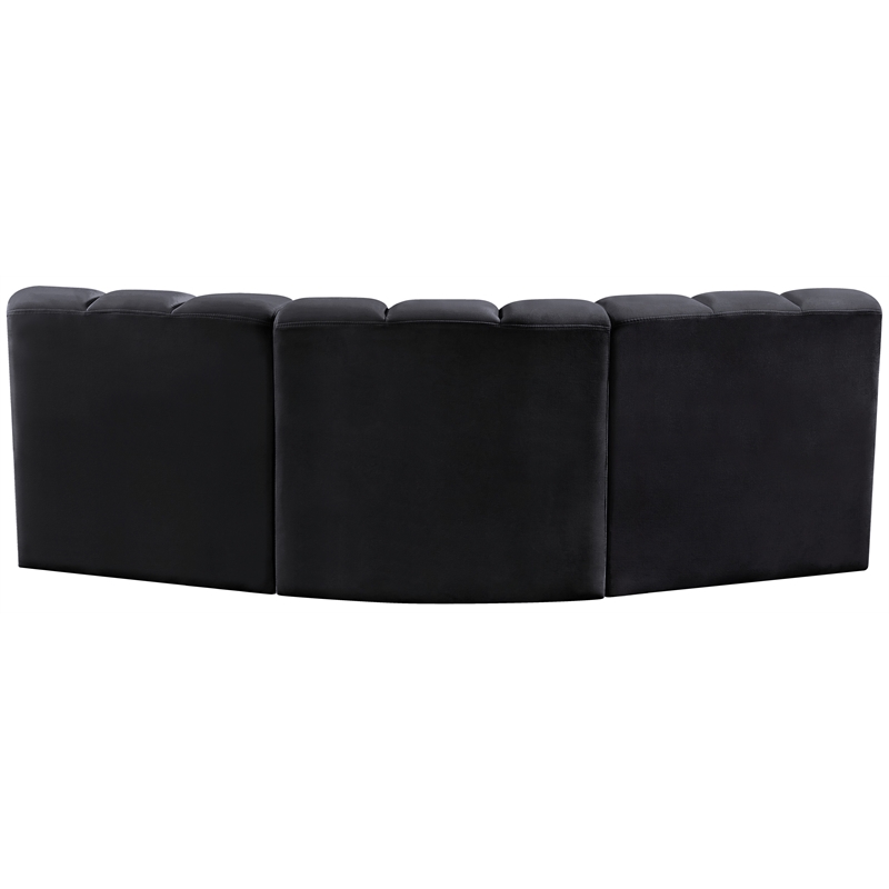 Meridian Furniture Arc Black Velvet Modular Sectional