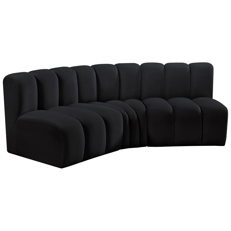 Meridian Furniture Arc Black Velvet Modular Sectional