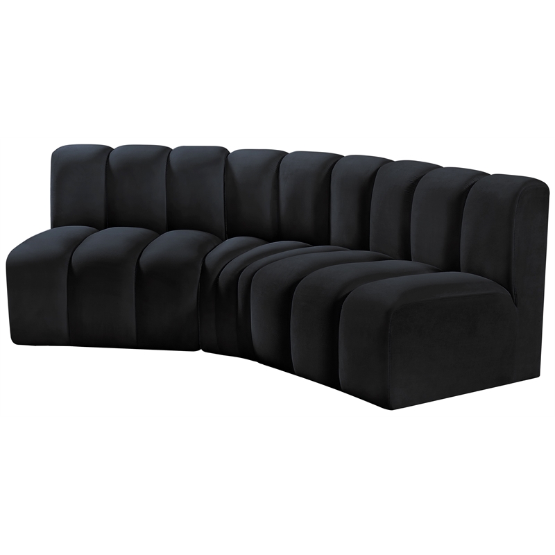 Meridian Furniture Arc Black Velvet Modular Sectional
