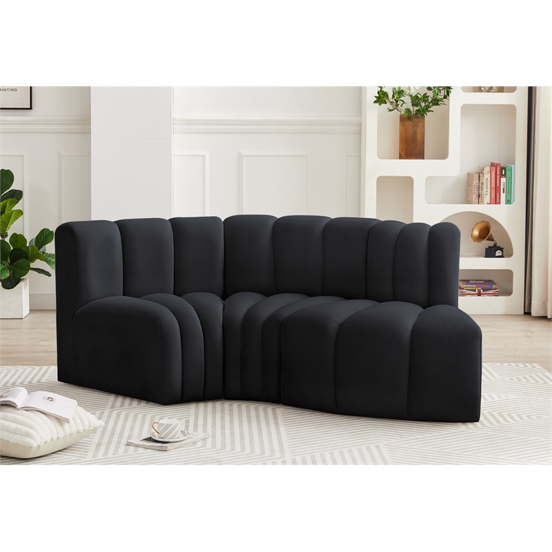 Meridian Furniture Arc Black Velvet Modular Sectional