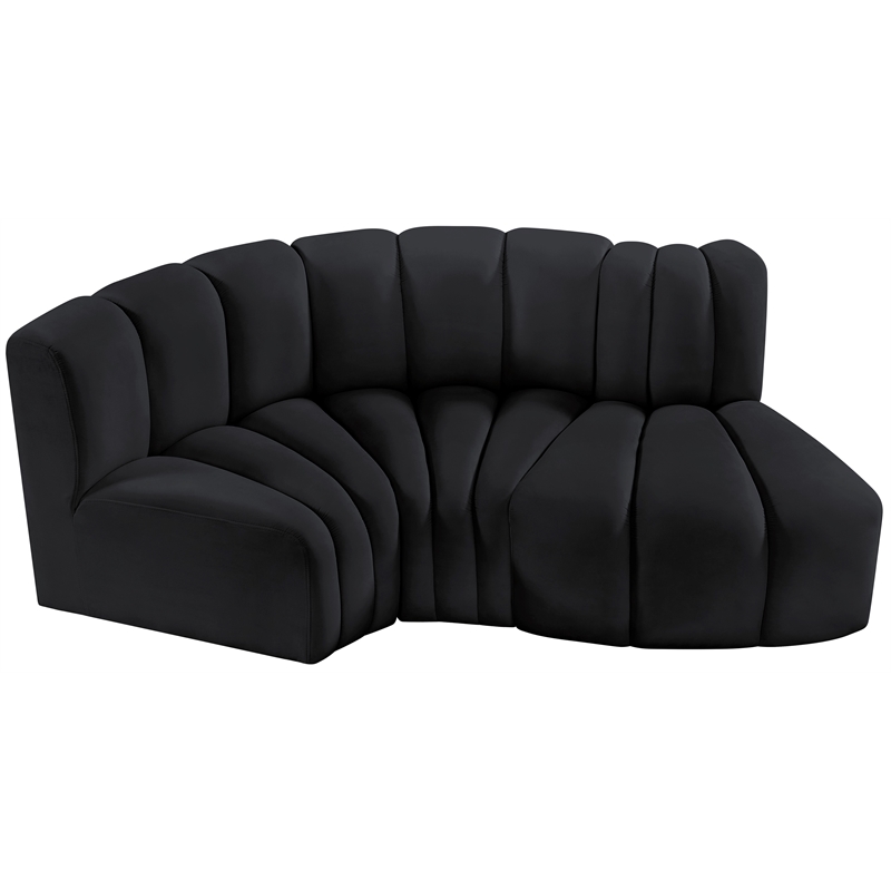 Meridian Furniture Arc Black Velvet Modular Sectional