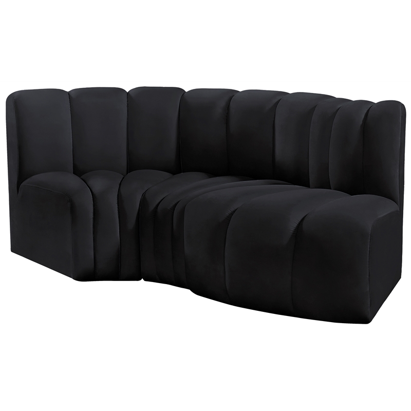 Meridian Furniture Arc Black Velvet Modular Sectional