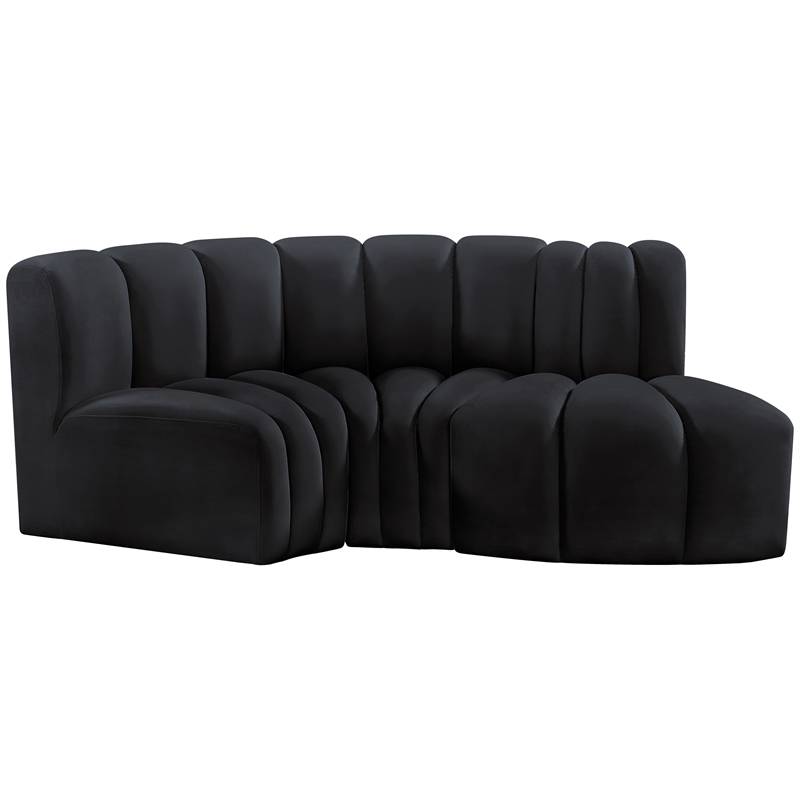 Meridian Furniture Arc Black Velvet Modular Sectional