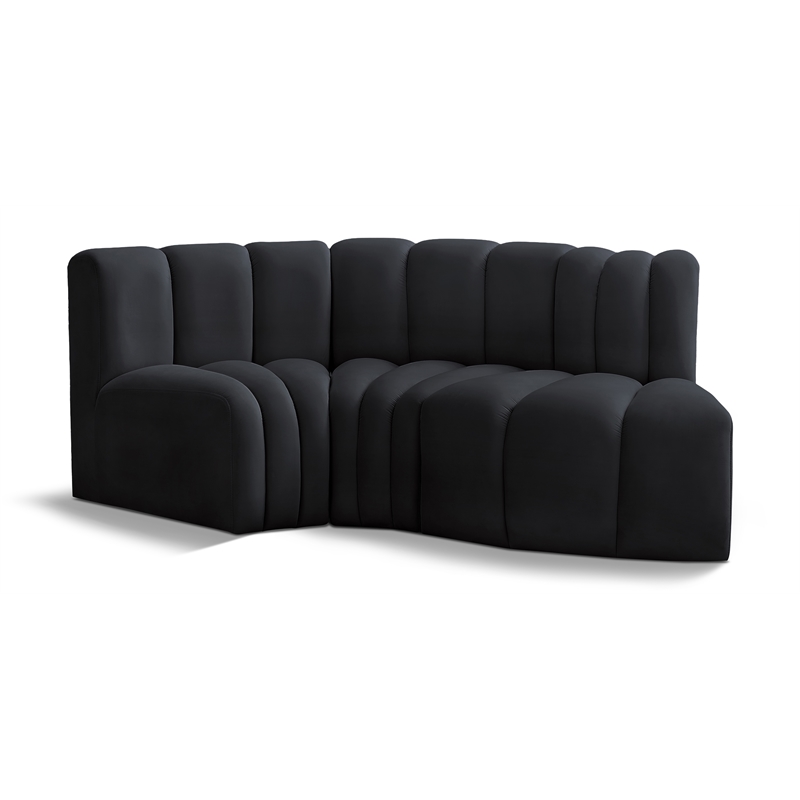 Meridian Furniture Arc Black Velvet Modular Sectional