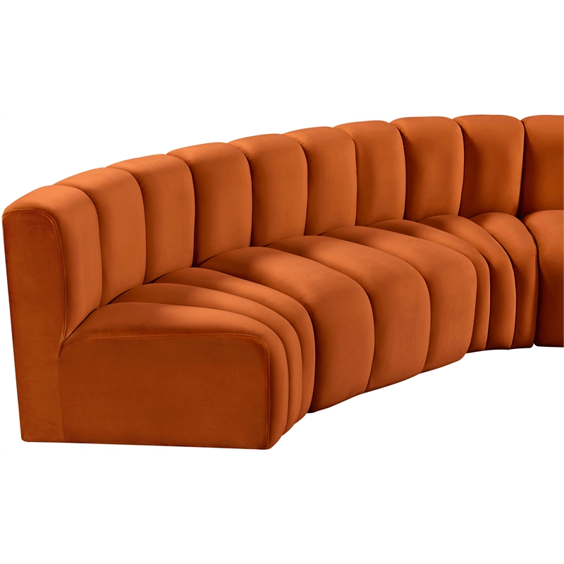 Meridian Furniture Arc Cognac Velvet Modular Sectional