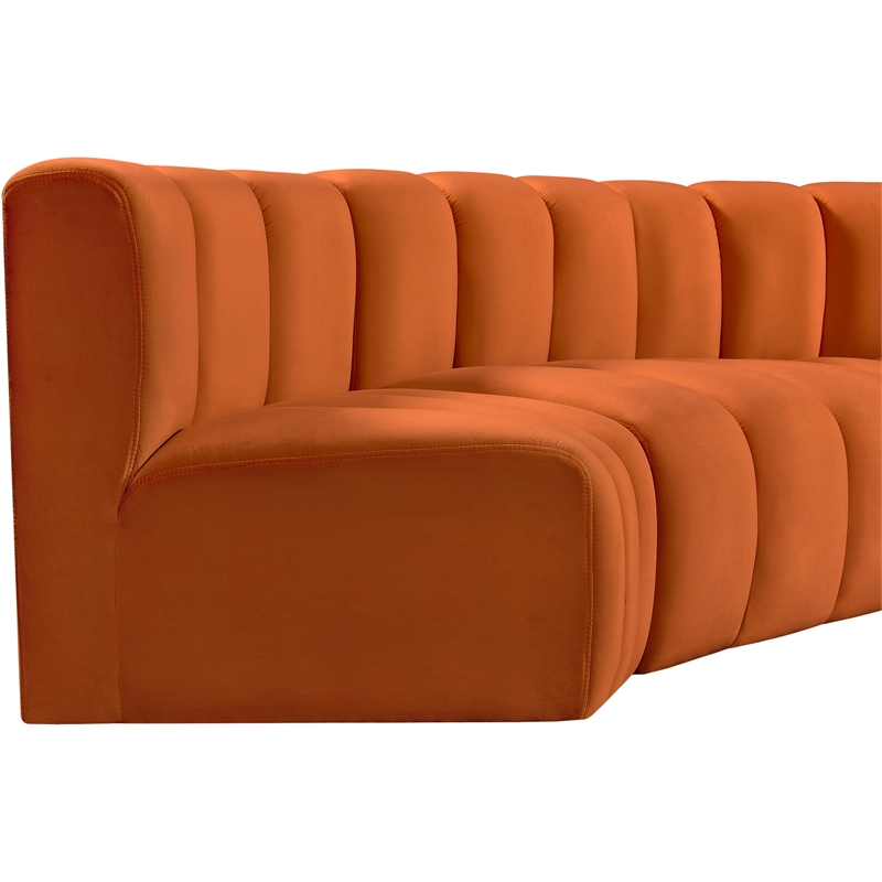 Meridian Furniture Arc Cognac Velvet Modular Sectional