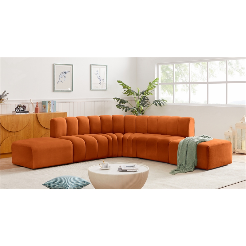Meridian Furniture Arc Cognac Velvet Modular Sectional