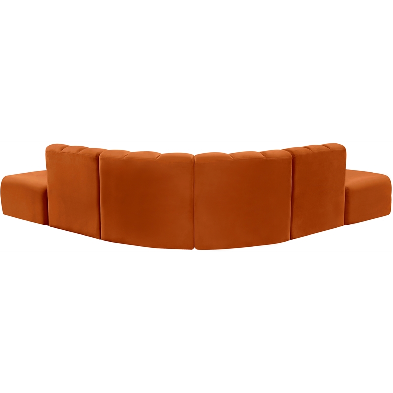 Meridian Furniture Arc Cognac Velvet Modular Sectional