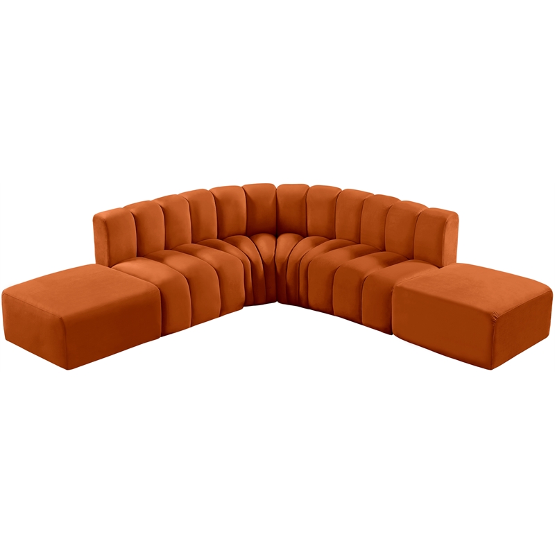 Meridian Furniture Arc Cognac Velvet Modular Sectional