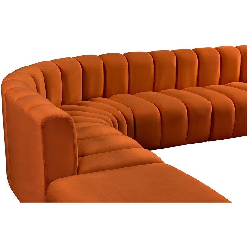 Meridian Furniture Arc Cognac Velvet Modular Sectional
