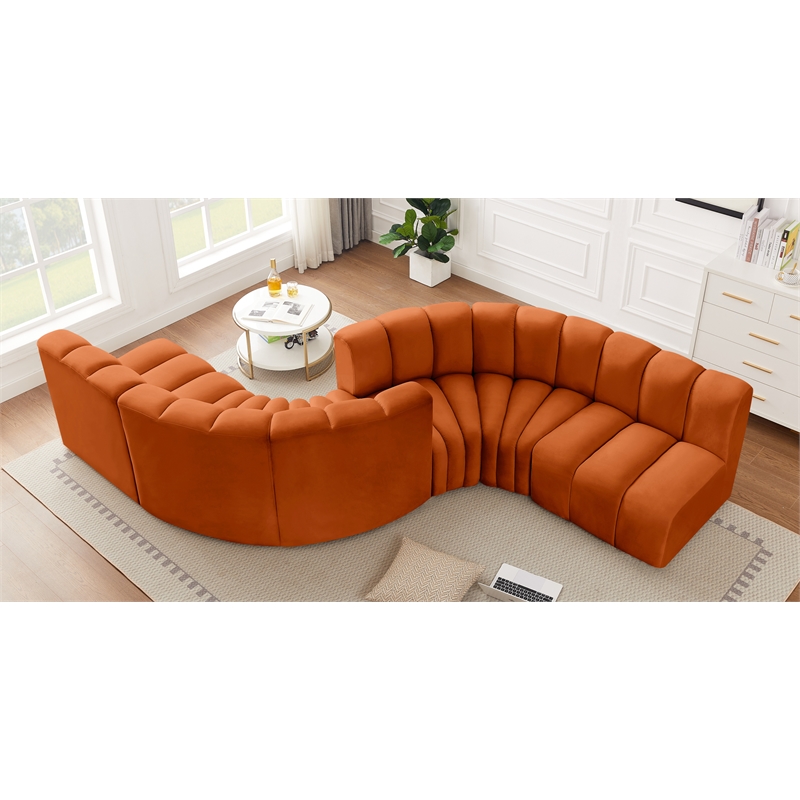 Meridian Furniture Arc Cognac Velvet Modular Sectional