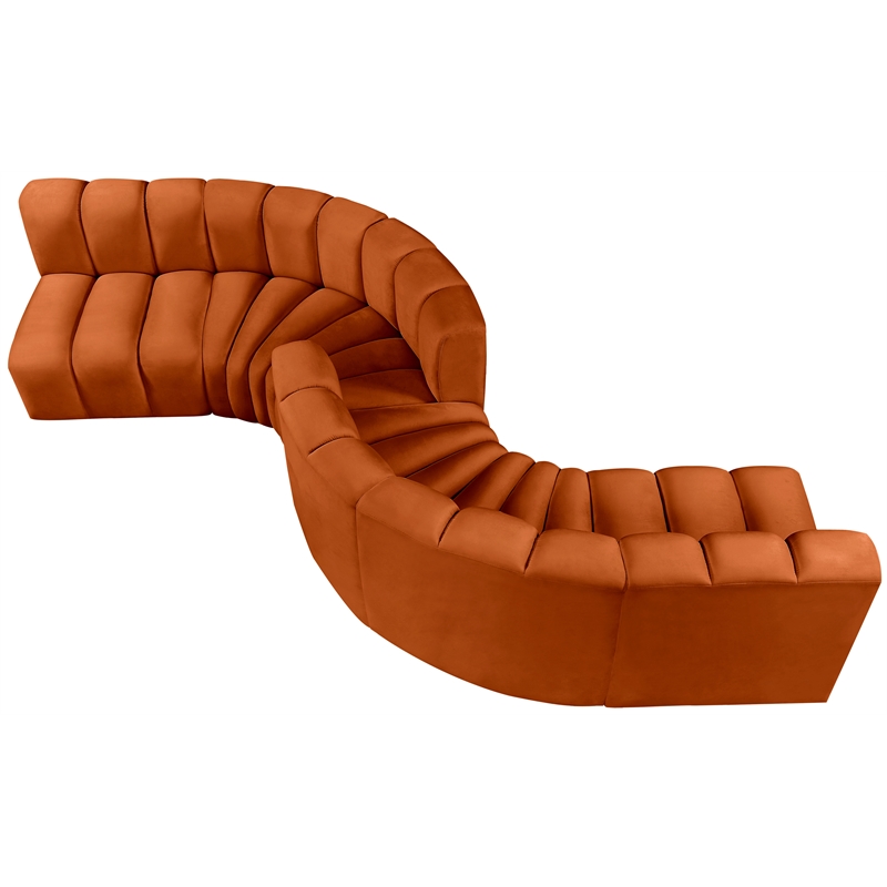 Meridian Furniture Arc Cognac Velvet Modular Sectional