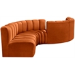 Meridian Furniture Arc Cognac Velvet Modular Sectional