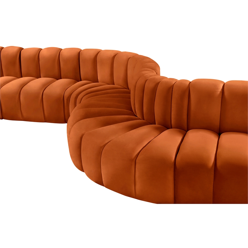 Meridian Furniture Arc Cognac Velvet Modular Sectional