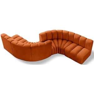 Meridian Furniture Arc Cognac Velvet Modular Sectional