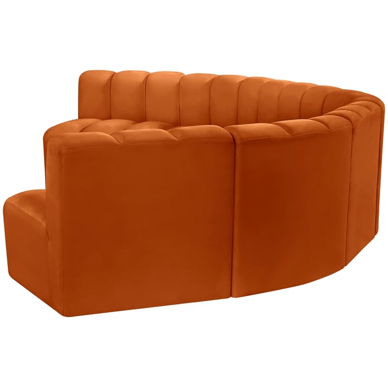Meridian Furniture Arc Cognac Velvet Modular Sectional