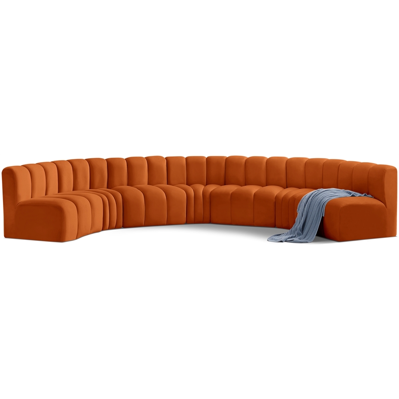 Meridian Furniture Arc Cognac Velvet Modular Sectional