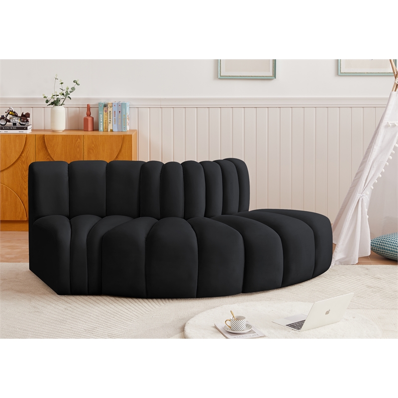 Meridian Furniture Arc Black Velvet Modular Sectional