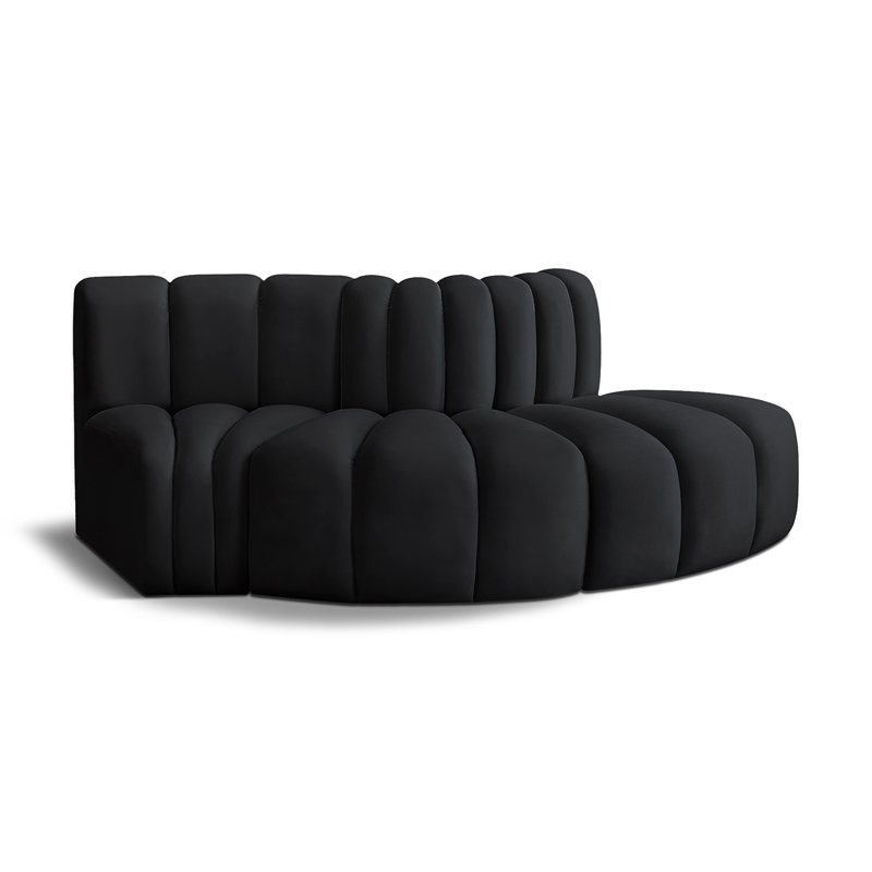 Meridian Furniture Arc Black Velvet Modular Sectional