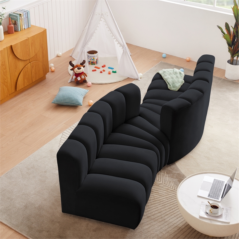 Meridian Furniture Arc Black Velvet Modular Sectional