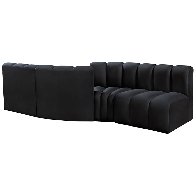 Meridian Furniture Arc Black Velvet Modular Sectional