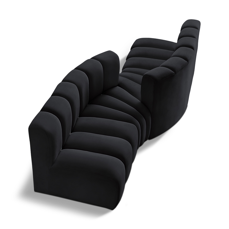 Meridian Furniture Arc Black Velvet Modular Sectional