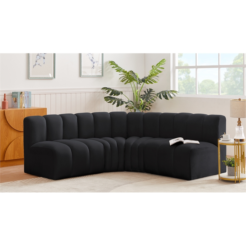 Meridian Furniture Arc Black Velvet Modular Sectional