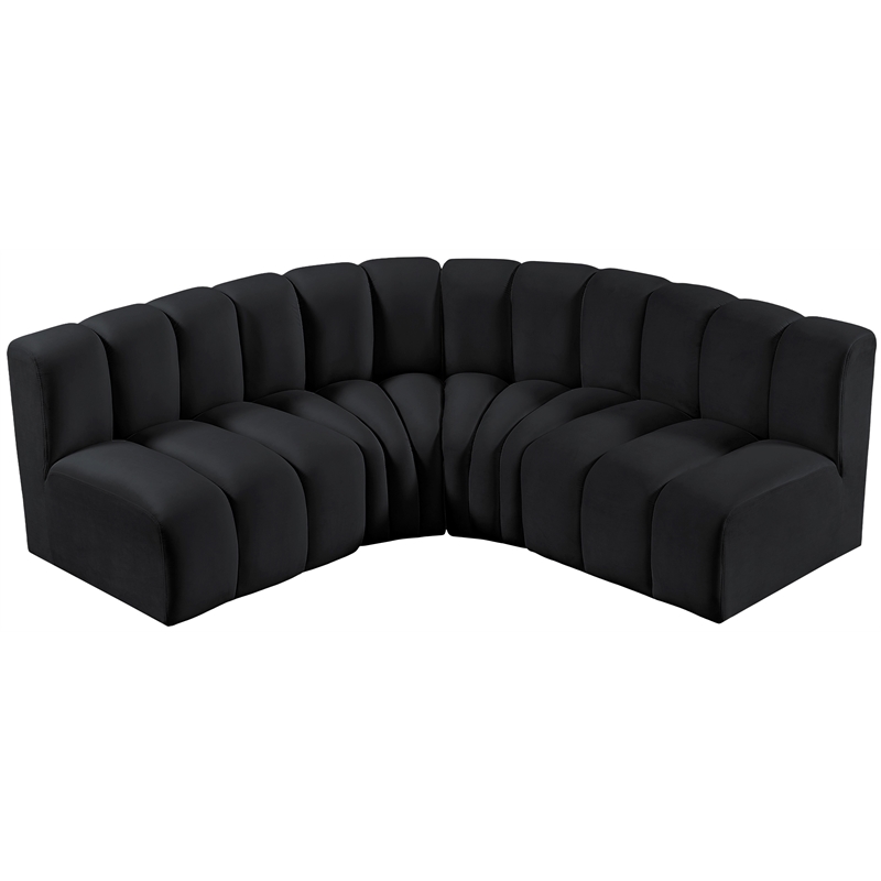 Meridian Furniture Arc Black Velvet Modular Sectional