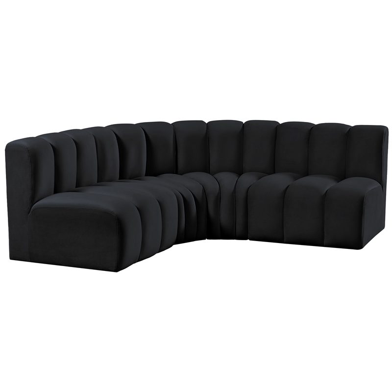 Meridian Furniture Arc Black Velvet Modular Sectional