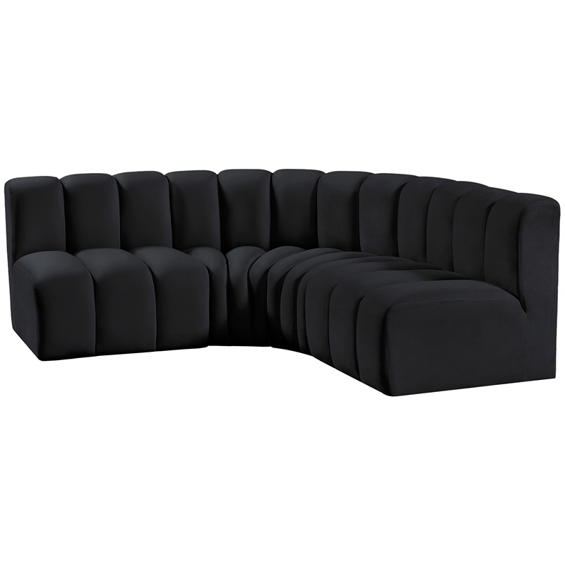 Meridian Furniture Arc Black Velvet Modular Sectional