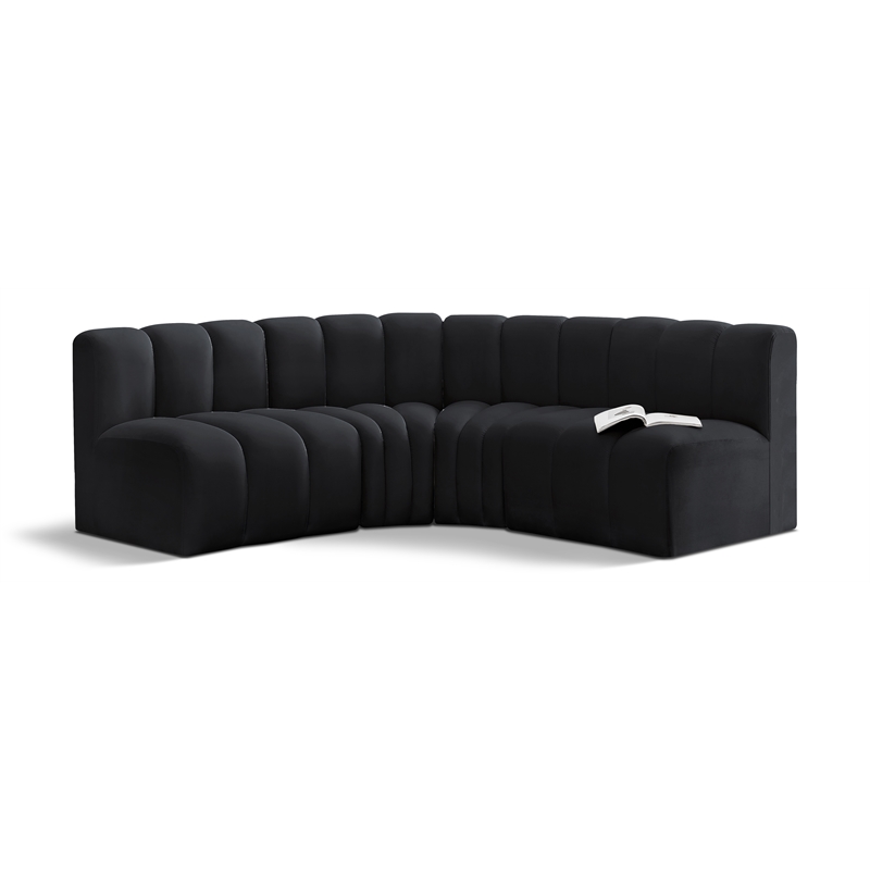 Meridian Furniture Arc Black Velvet Modular Sectional