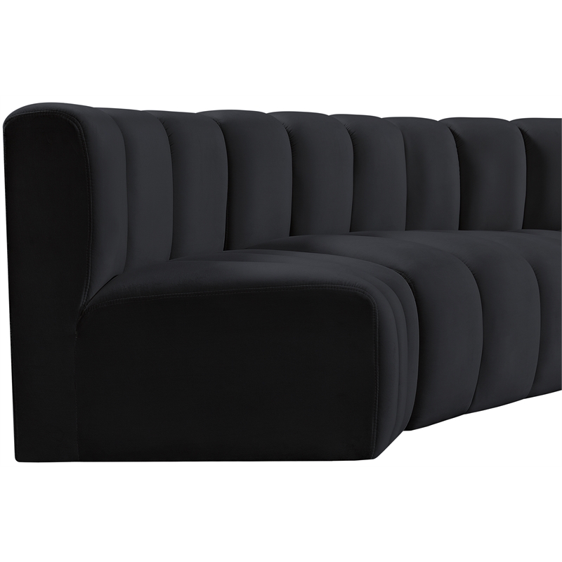 meridian furniture arc black velvet modular sectional