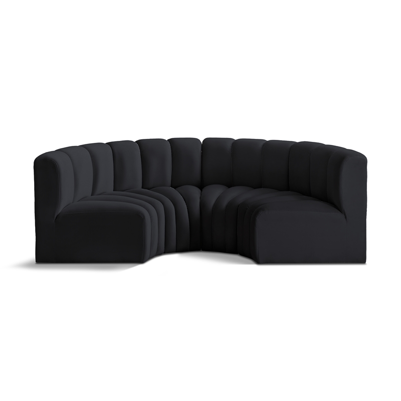Meridian Furniture Arc Black Velvet Modular Sectional
