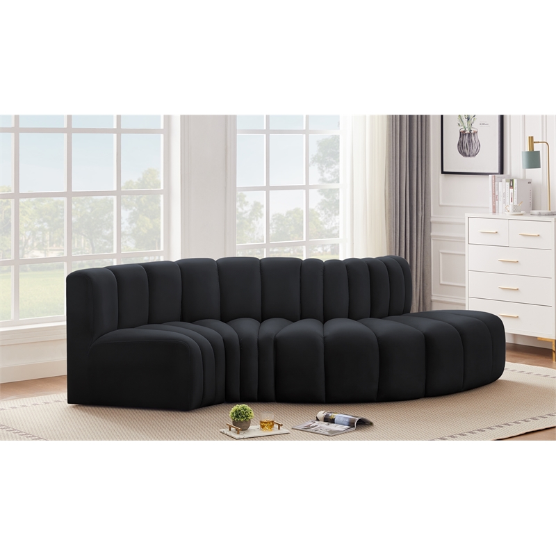 Meridian Furniture Arc Black Velvet Modular Sectional