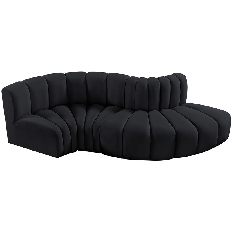 Meridian Furniture Arc Black Velvet Modular Sectional