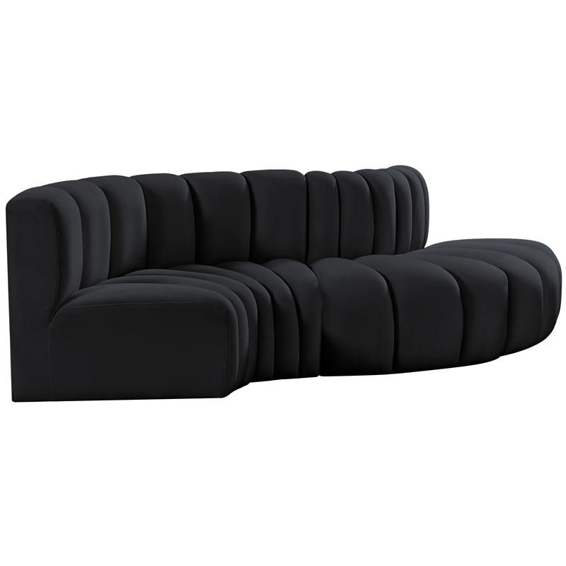 Meridian Furniture Arc Black Velvet Modular Sectional
