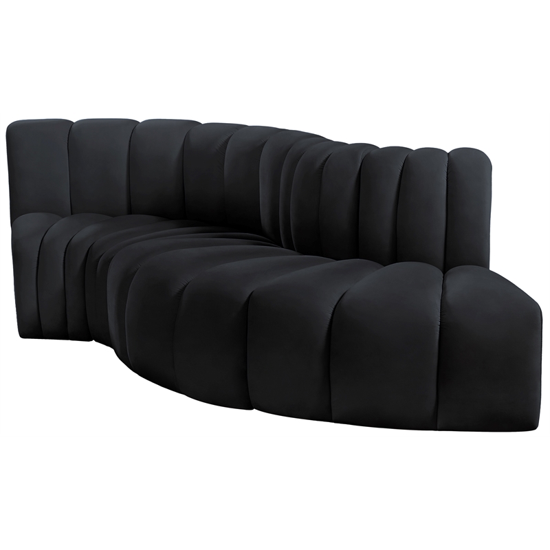 Meridian Furniture Arc Black Velvet Modular Sectional